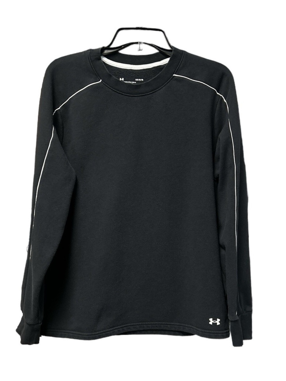 LG Men's Black Long Sleeve Crewneck Pullover with Contrast Piping